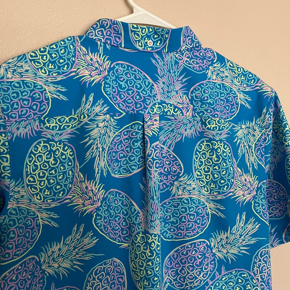 Chubbies Blue Pineapple Pullover Button Short Sle… - image 5